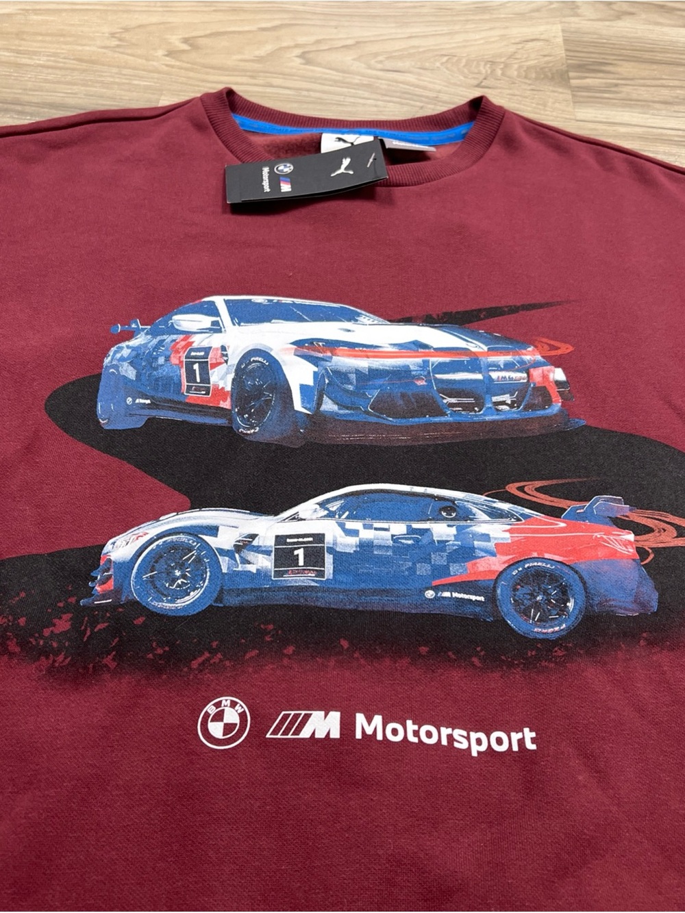 Puma BMW Motorsport MMS Graphic Burgundy Sweatshirt Men’s Large 632593-05 NWT$80 - Picture 4 of 6